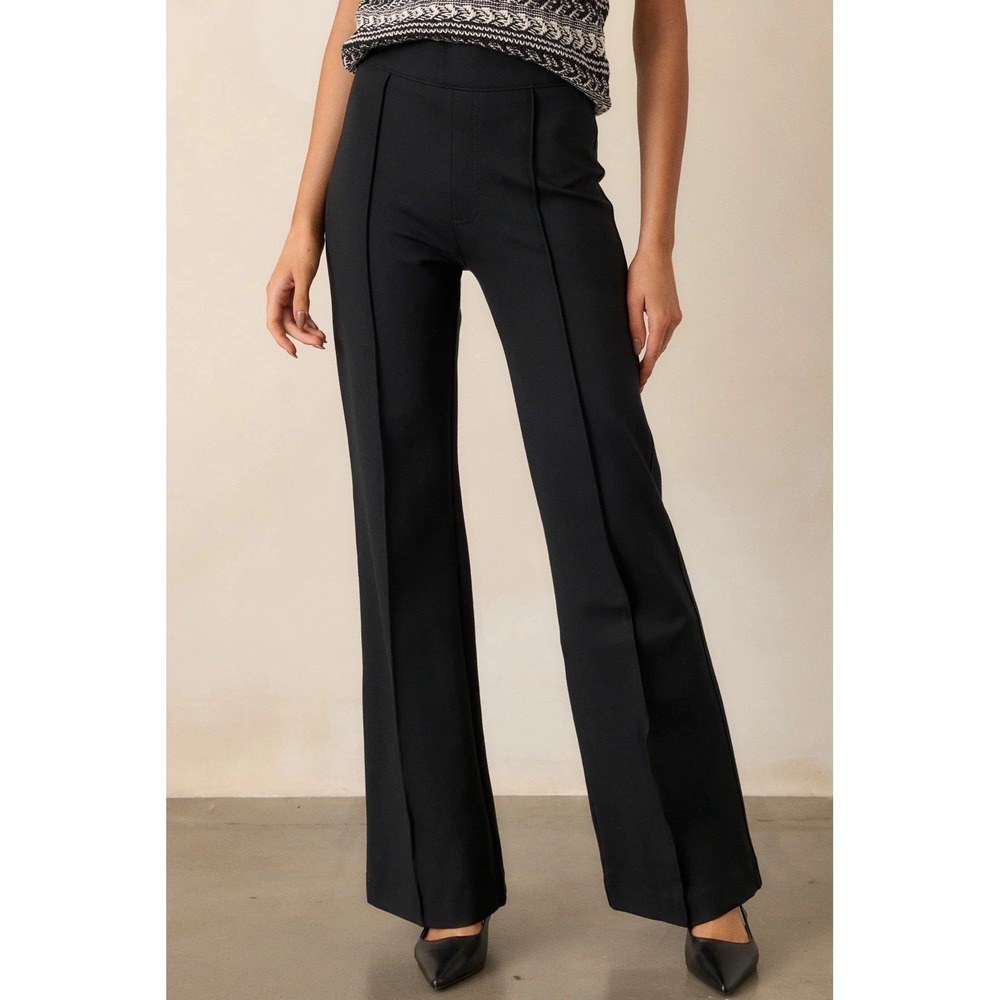 SPANX Supersmooth Perfect Fit Ponte High Rise Flare Seamed Black Pant Medium